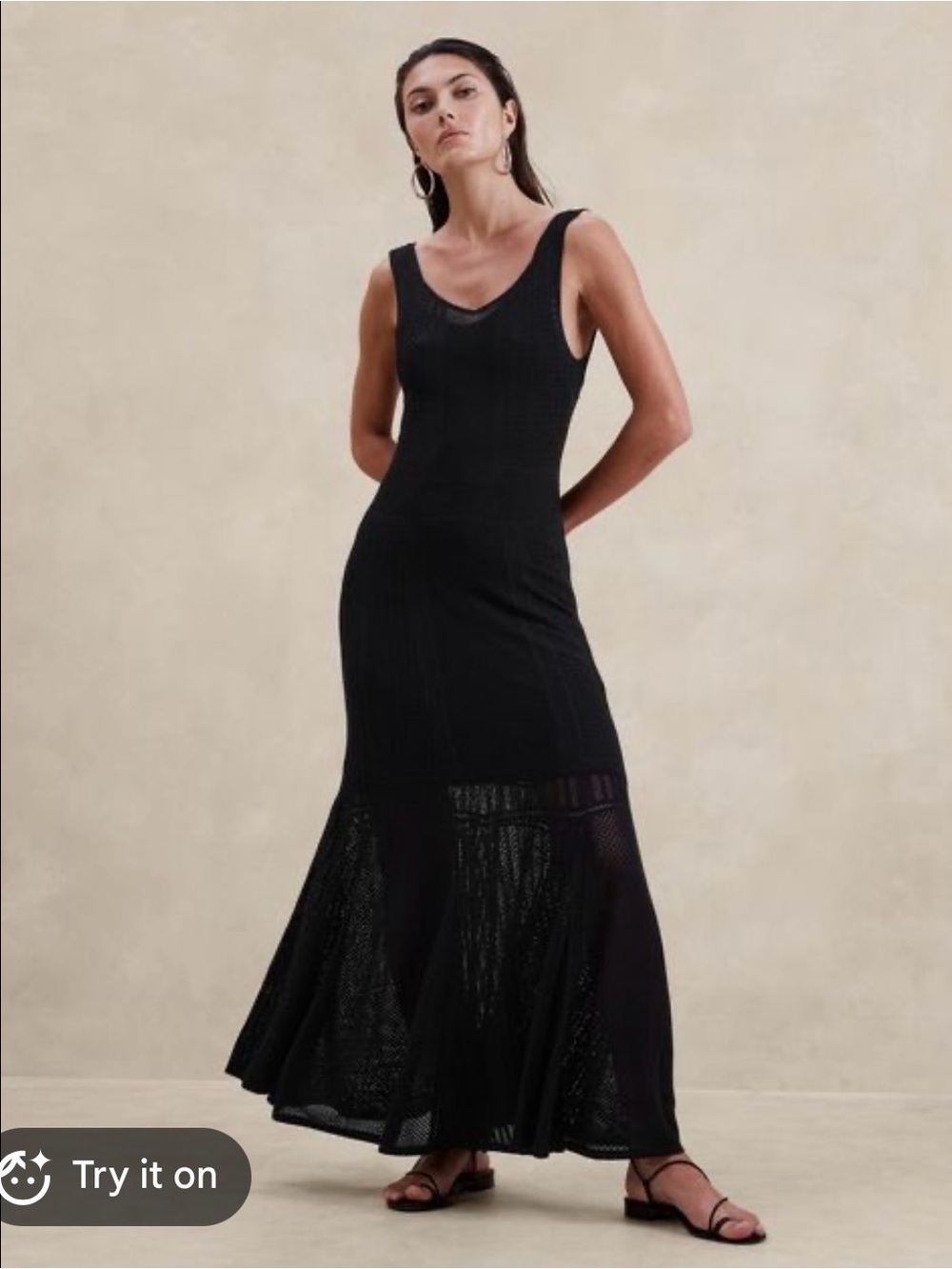 Banana Republic Black Ribbed Tank Maxi Dress